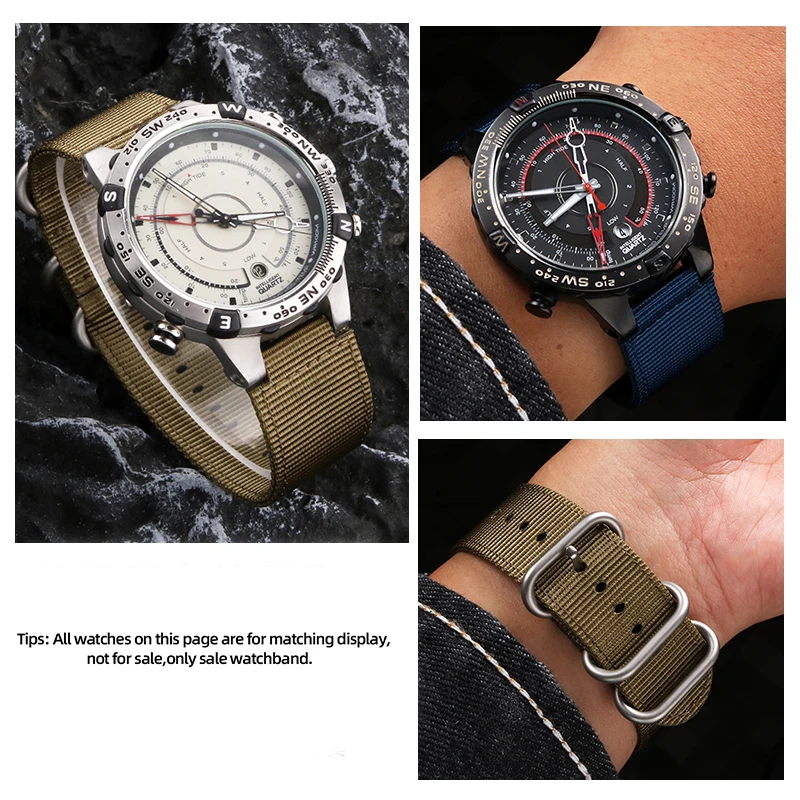 Bracelet en nylon tissé pour homme, bracelet de montre, interface convexe, extérieur, canadisme, série Timex Tide, stéroïdes, N720, 721/739, 16mm