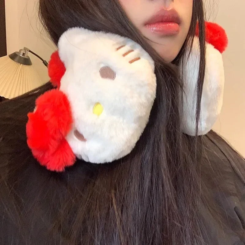 Winter Hello Kitty Anime Kawaii MINISO Ins Anti Freeze Earmuffs Cute Cartoon Warm Ear Protection Fashion Gifts for Girls