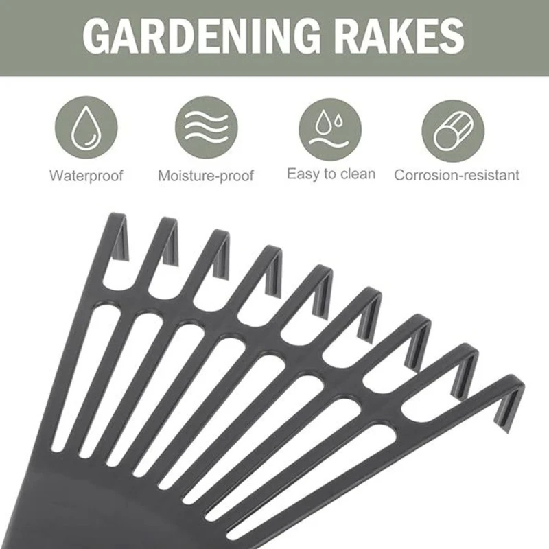 Pack Of 2 Ergonomic Plastic Garden Rakes With 9 Teeth Lightweight For Soil Cultivation Weeding And Planting Landscaping