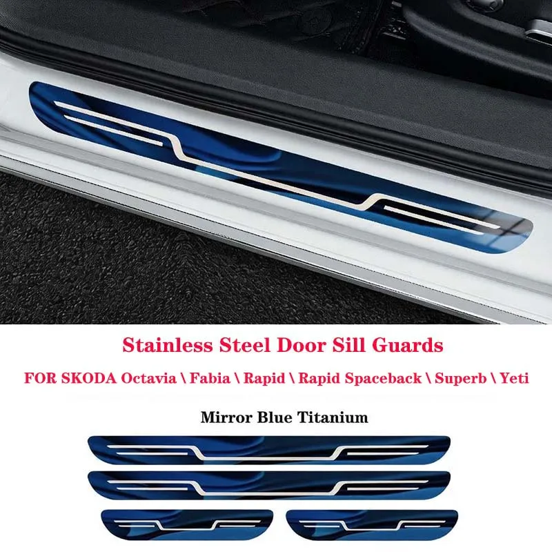 Auto-accessoires deurplaten voor SKODA Octavia Fabia Rapid Spaceback Superb Yeti voor- en achterdrempelbekleding roestvrij staal