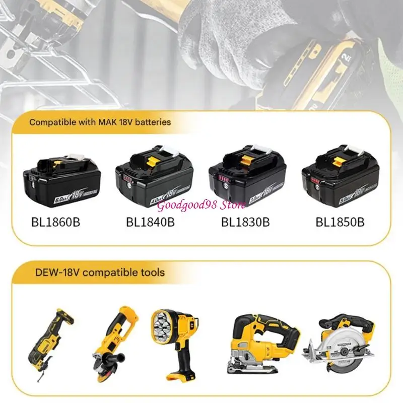 18V to 20V Battery Adapter with Ribbed Housing for Routine Daily Work Use 