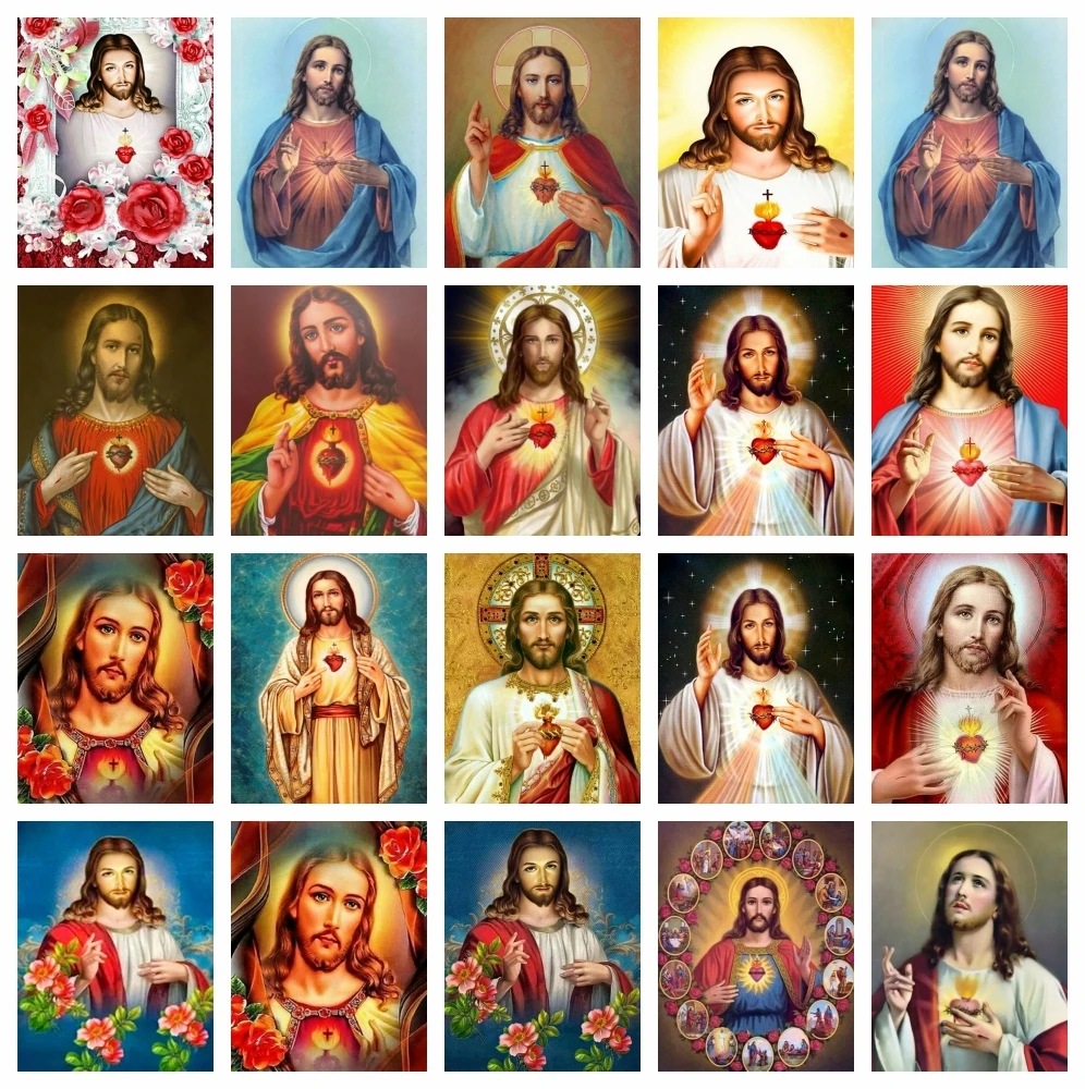 AZQSD Diamond Painting Jesus Religious 5d Diy Needlework Embroidery Sale Icon Portrait Gift Rhinestones Handmade Home Decor