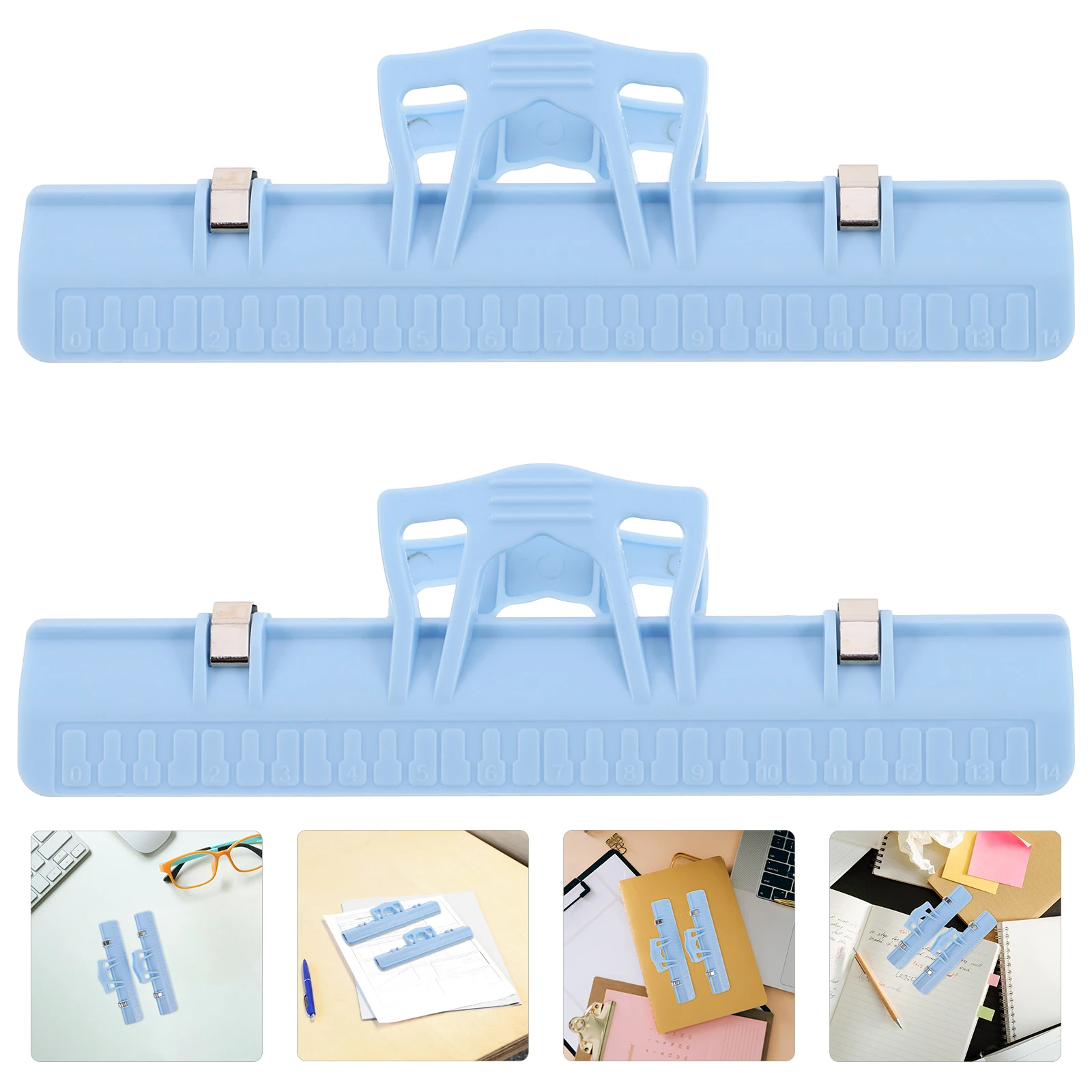 

2 Pcs Piano Sheet Music Holder Book Clips Bookend Flute Large Sky-blue Bookmark