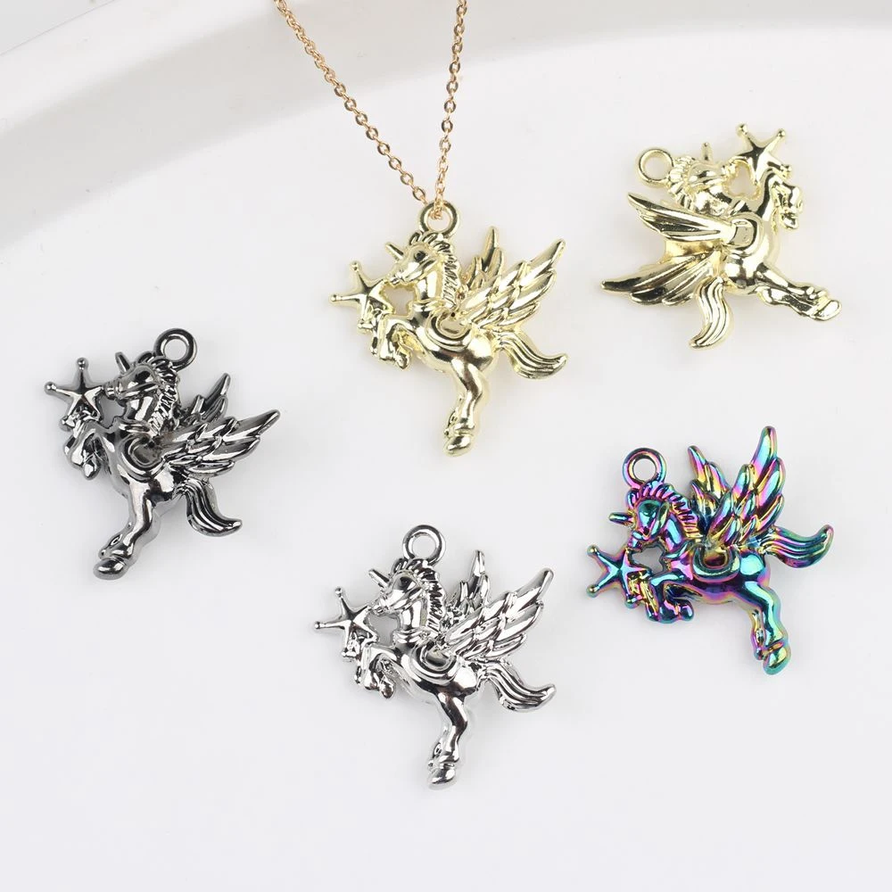 

10pcs Simple Wing Unicorn Shape Pendant Earring Necklace Jewelry Making Accessories DIY Handmade Ornament Supplies Fashion Gifts
