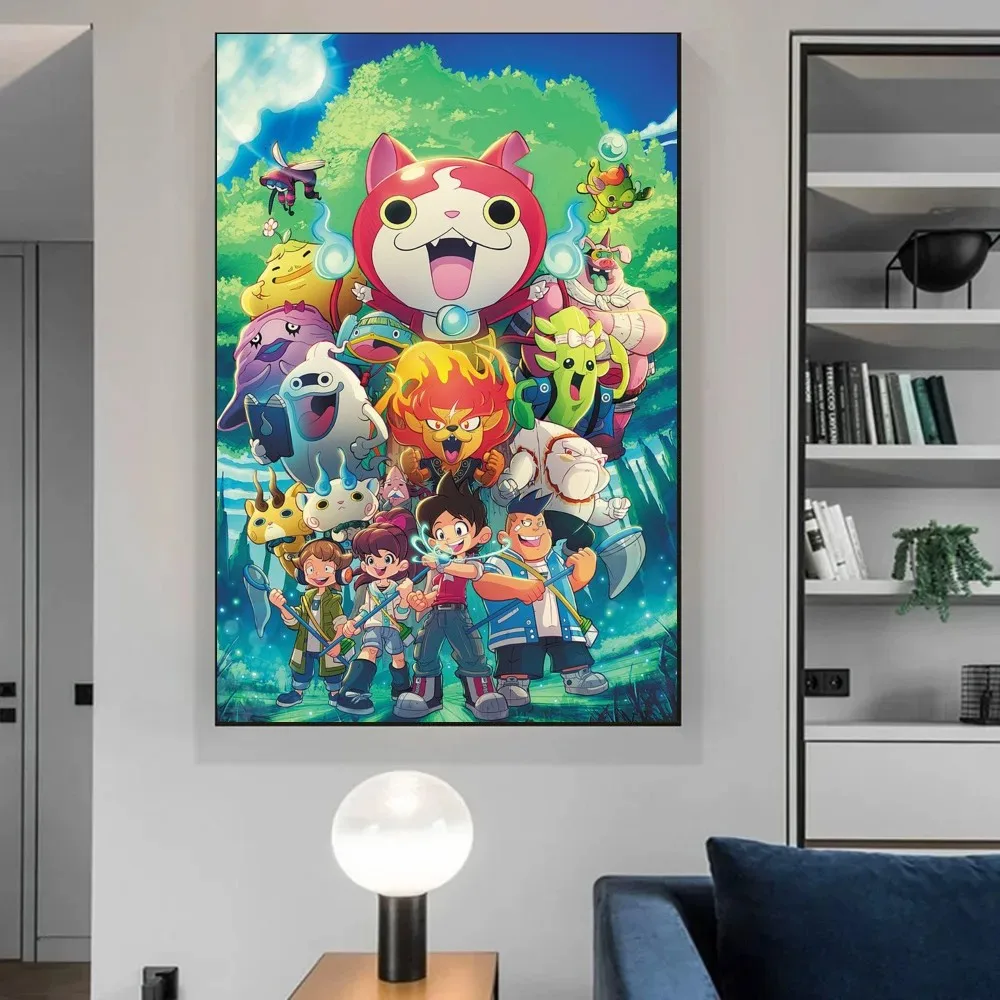 Anime YO KAI WATCH  Poster Vintage Poster Wall Art Painting Study Aesthetic Art Large Size Wall Stickers