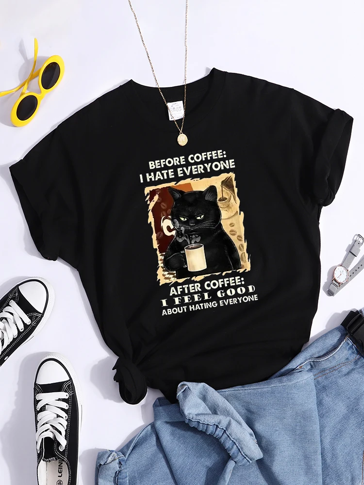 Before Coffee I Have Everyone After Coffee I Feel Good About Having Everyone Women Tshirt Chic T-Shirt Soft Teesdaily Brand Tops