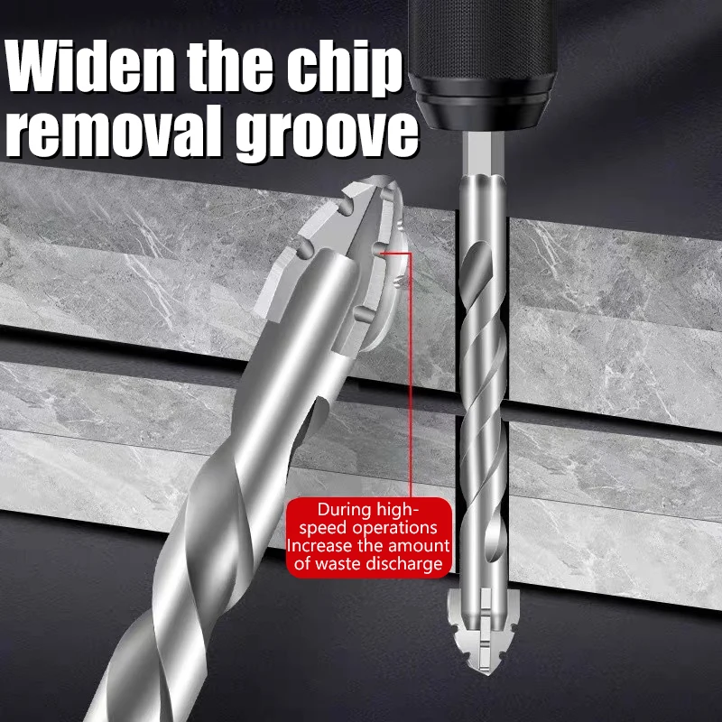 New Four-Flute Sawtooth Eccentric Drill Bit Professional Carpentry Tools For Glass Ceramic Concrete Brick Metal Drill Bit Set