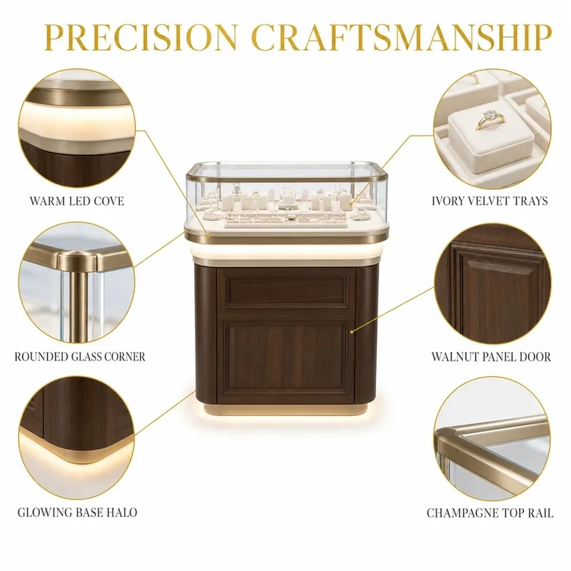 custom.Custom Wall-Mounted Wooden Glass Jewelry Display Cabinet with LED Light Space-Saving Eco-Friendly Showcase Jewelry St