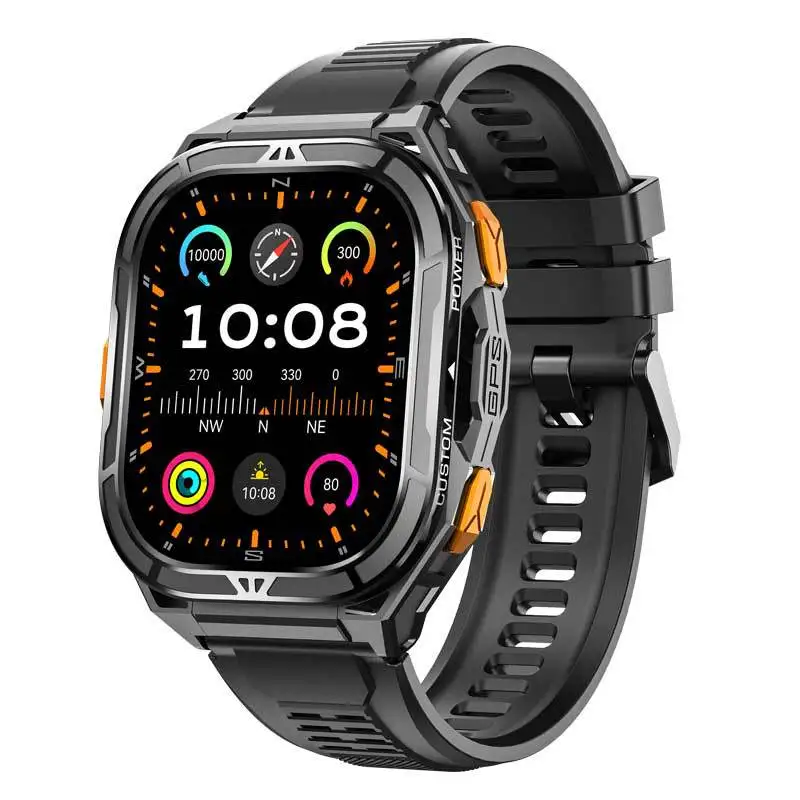 X5 Dual-band GPS Sport Smart Uhr Männer 1,96 Zoll AMOLED Kompass 5ATM Wasserdichte Gesundheits Überwachung Outdoor Militär smartwatch