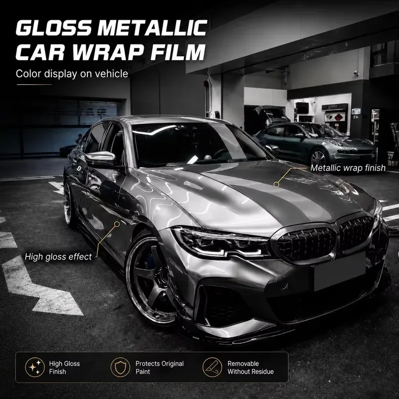 Factory Price High Gloss Glossy Metallic Auto Car Wrapping Custom Colors Cars Vinyl Wrap Film