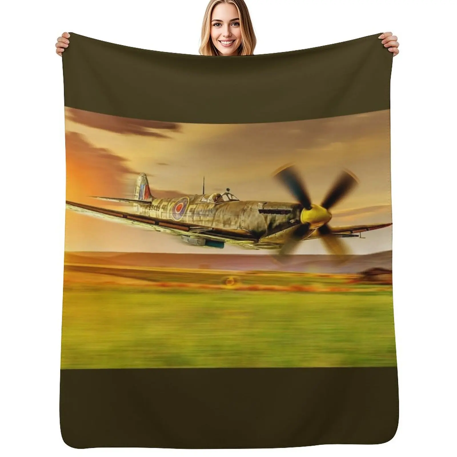 

Spitfire Flying Low 01 Throw Blanket Blankets For Sofas Hairy anime Sofa Quilt Blankets