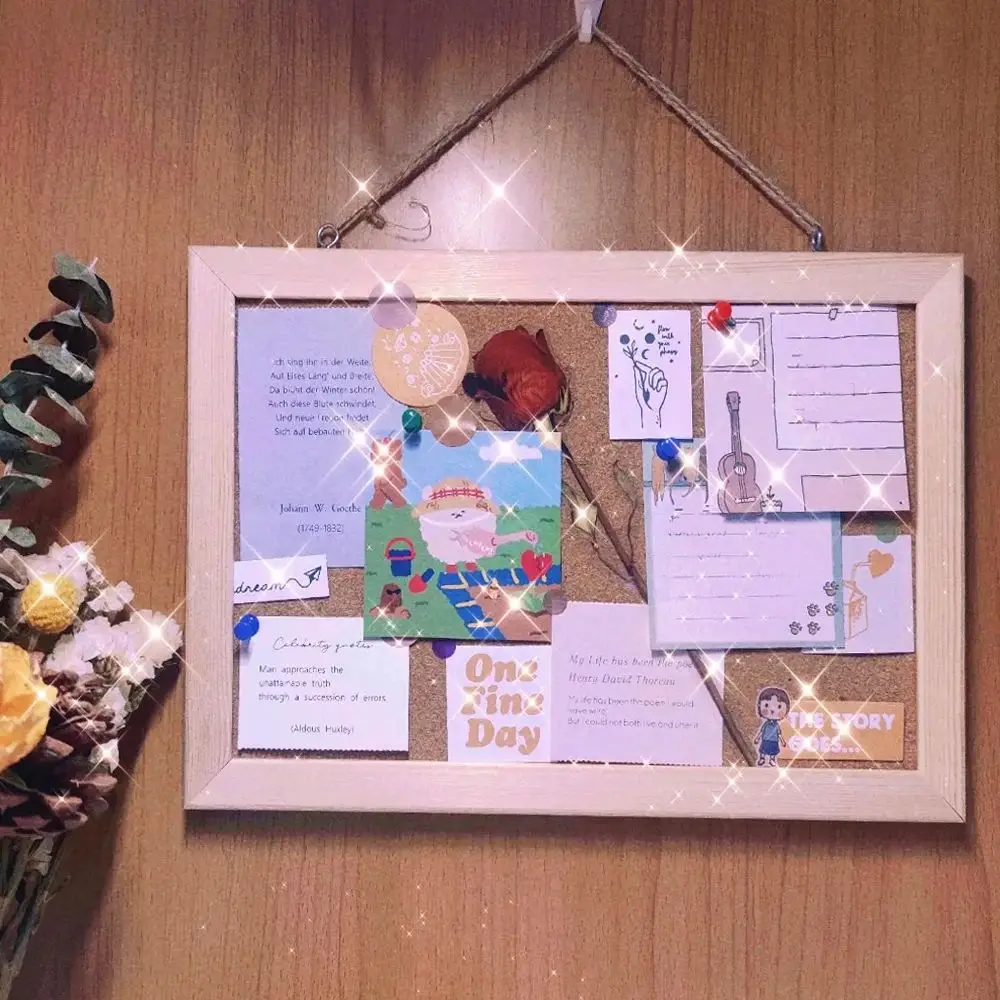 Wooden Cork Board Decoration Wall Hang Message Boards Dormitory Soft Letter Pins Message Board Background Photo Wall Plate Decor