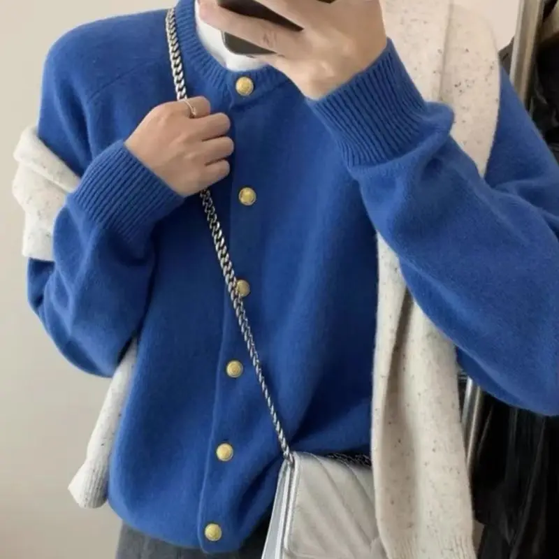 الوردي محبوك سترة المرأة سترة قصيرة ربيع الخريف موضة س الرقبة طويلة الأكمام متماسكة القمم السيدات البلوز #4