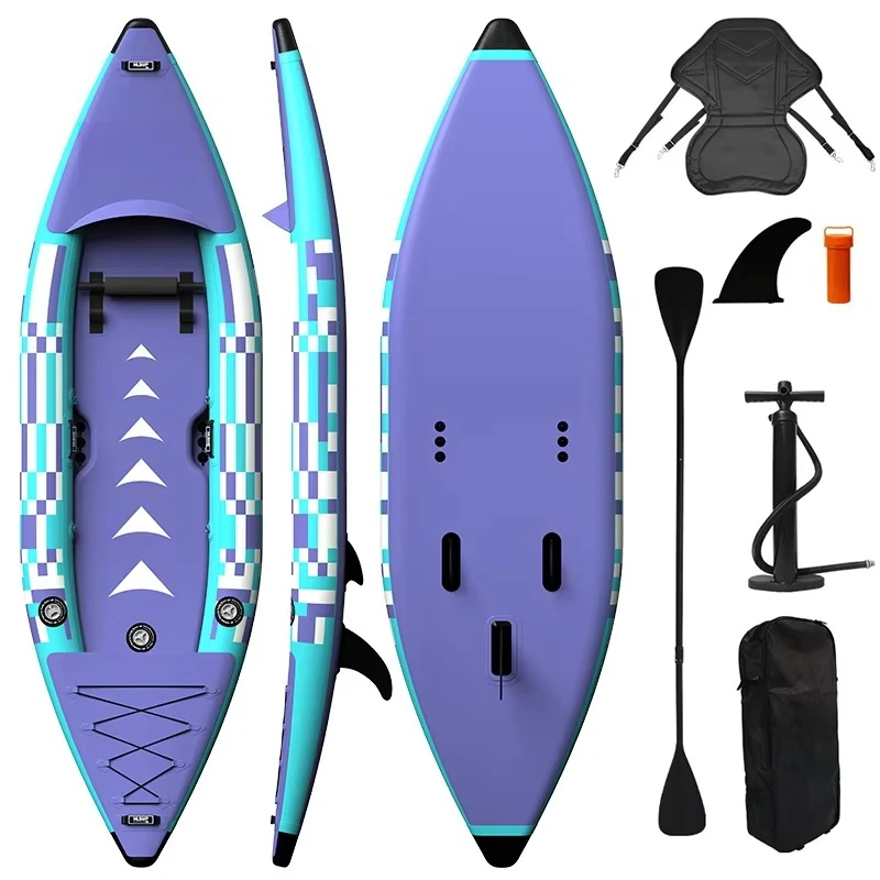 الجملة بولي كلوريد الفينيل القماش المشمع قطرة غرزة كاياك نفخ مياه المحيط زورق جامد وقوارب الكاياك في الهواء الطلق الانجراف قارب التجديف #2