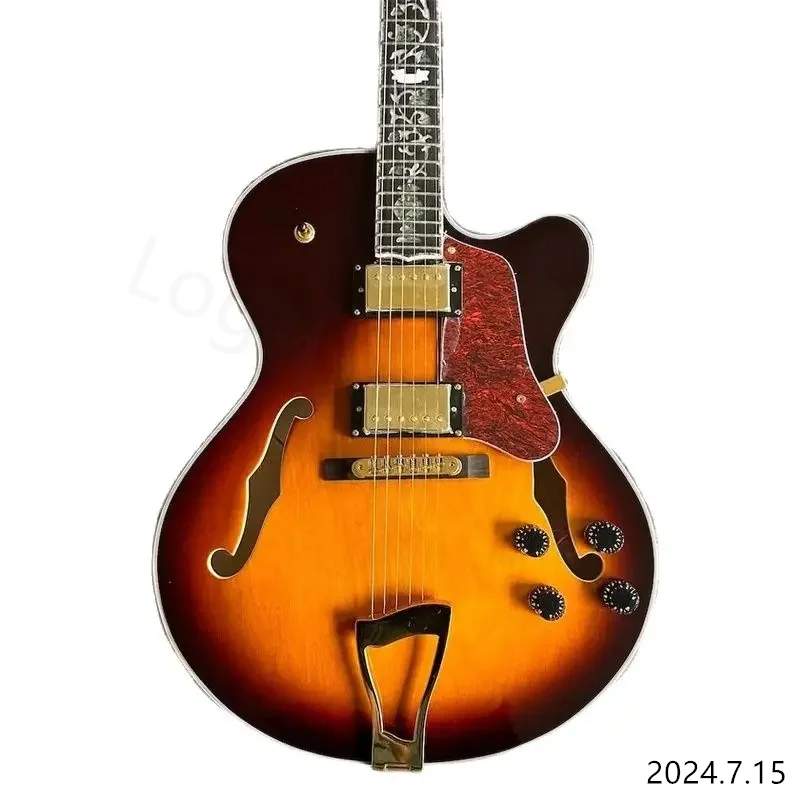 jazz Semi Hollow sunburst L5 Electric Guitar gold color hardware high quality