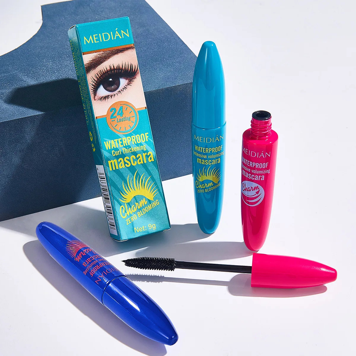 모든 연장 메이크업 제품을위한 블랙 마스카라 연장 눈 속눈썹 브러쉬 뷰티 메이크업 오랫동안 착용하는 골드 컬러 마스카라