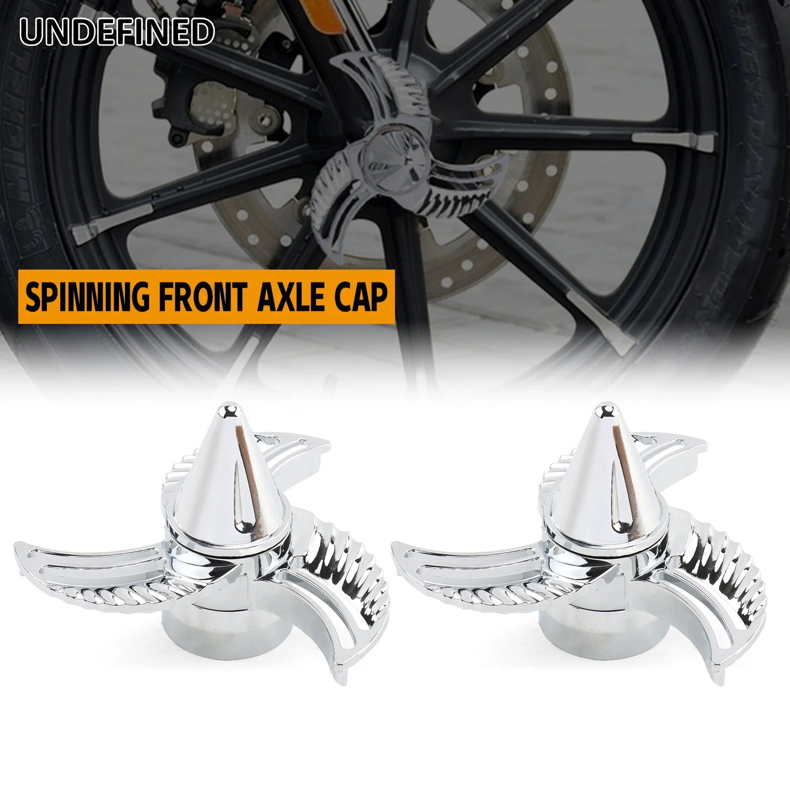Skull Spun Blade Spinning Axle Caps For Harley Touring Road King Street Glide Dyna Sportster 883 1200 XL Softail VRSC Chrome