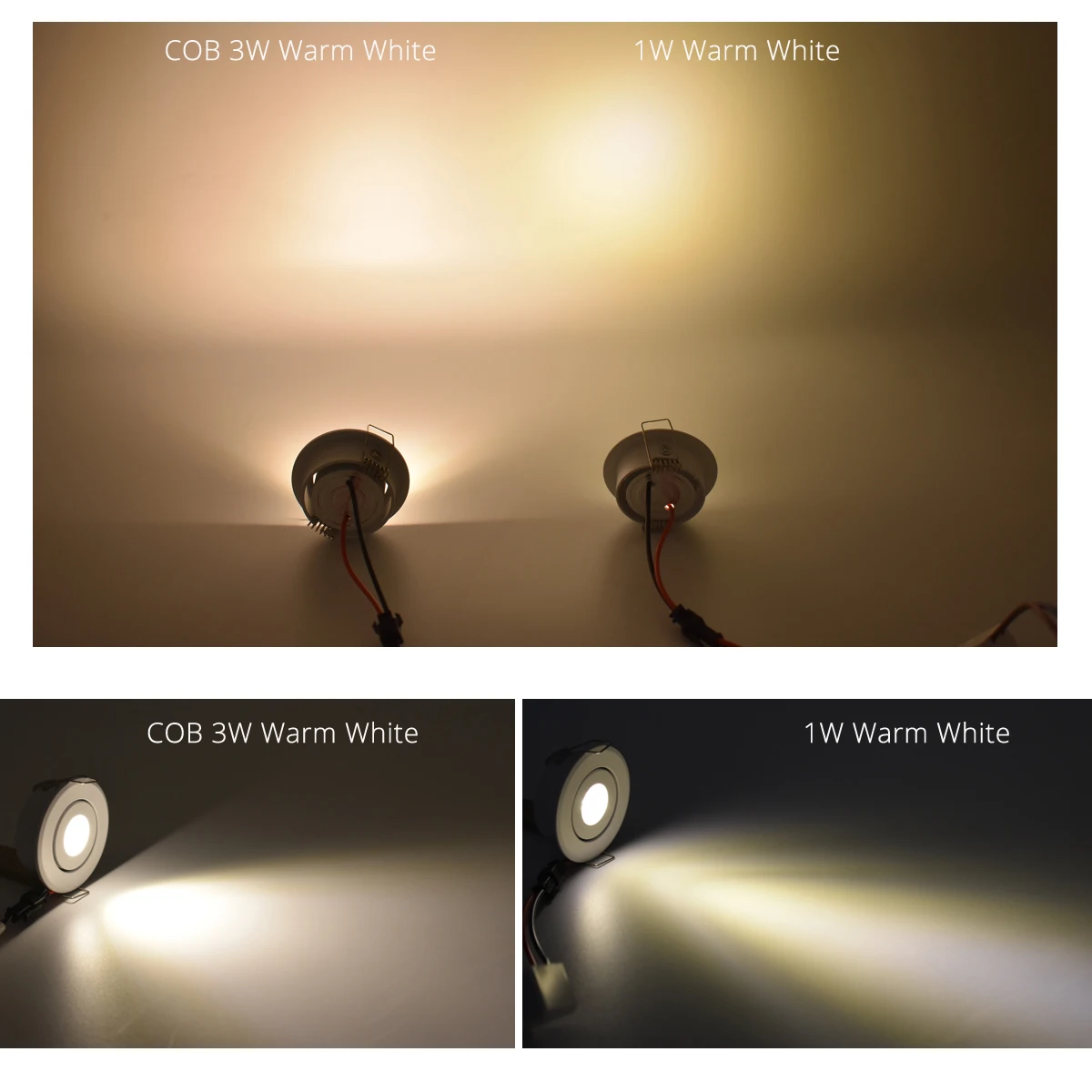 Mini LED embutido Spot Downlights, 1W COB, 3W, regulável, LED redondo para casa, gabinete, Showbox