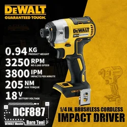 DeWalt-ブラシレスインパクトドライバー,3スピード,リチウム電池,3250rpm,3800ipm,205nm