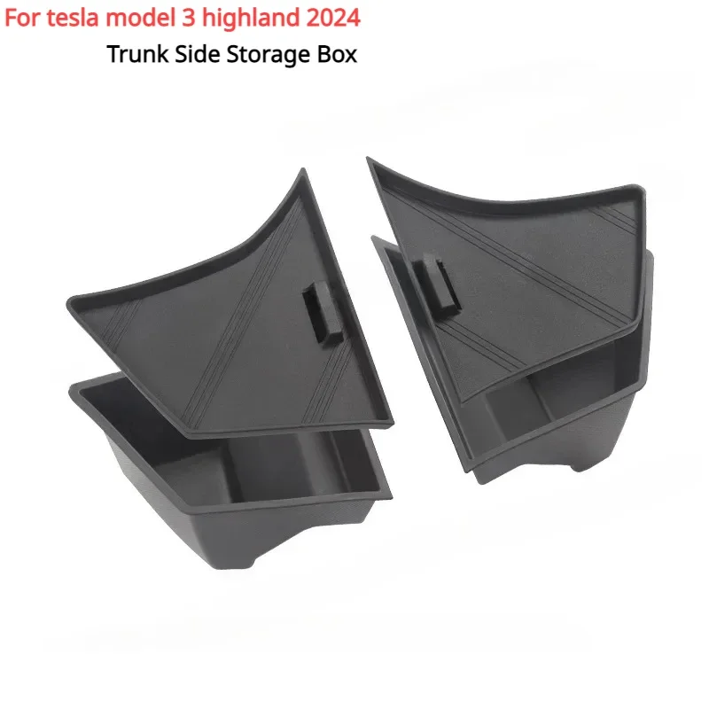 

Side Storage Box Lids For Tesla Model 3 Highland 2024 Rear Trunk Organizer Lids Cover Plate Garbage Bins Car Interior Accessorie