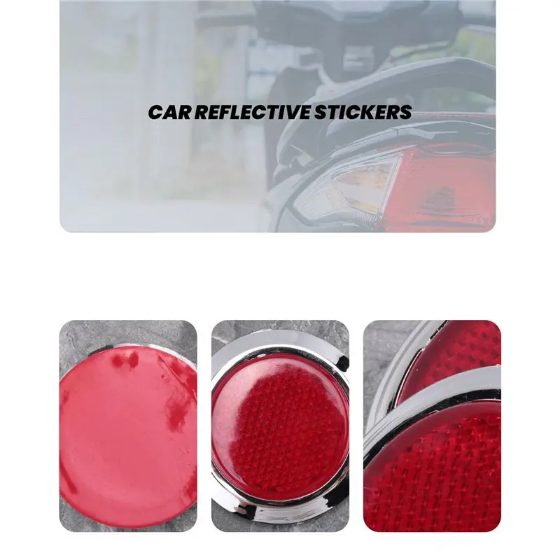 Y01A 4 Pcs Auto Car Plastic Round Reflective Reflector Sticker Red