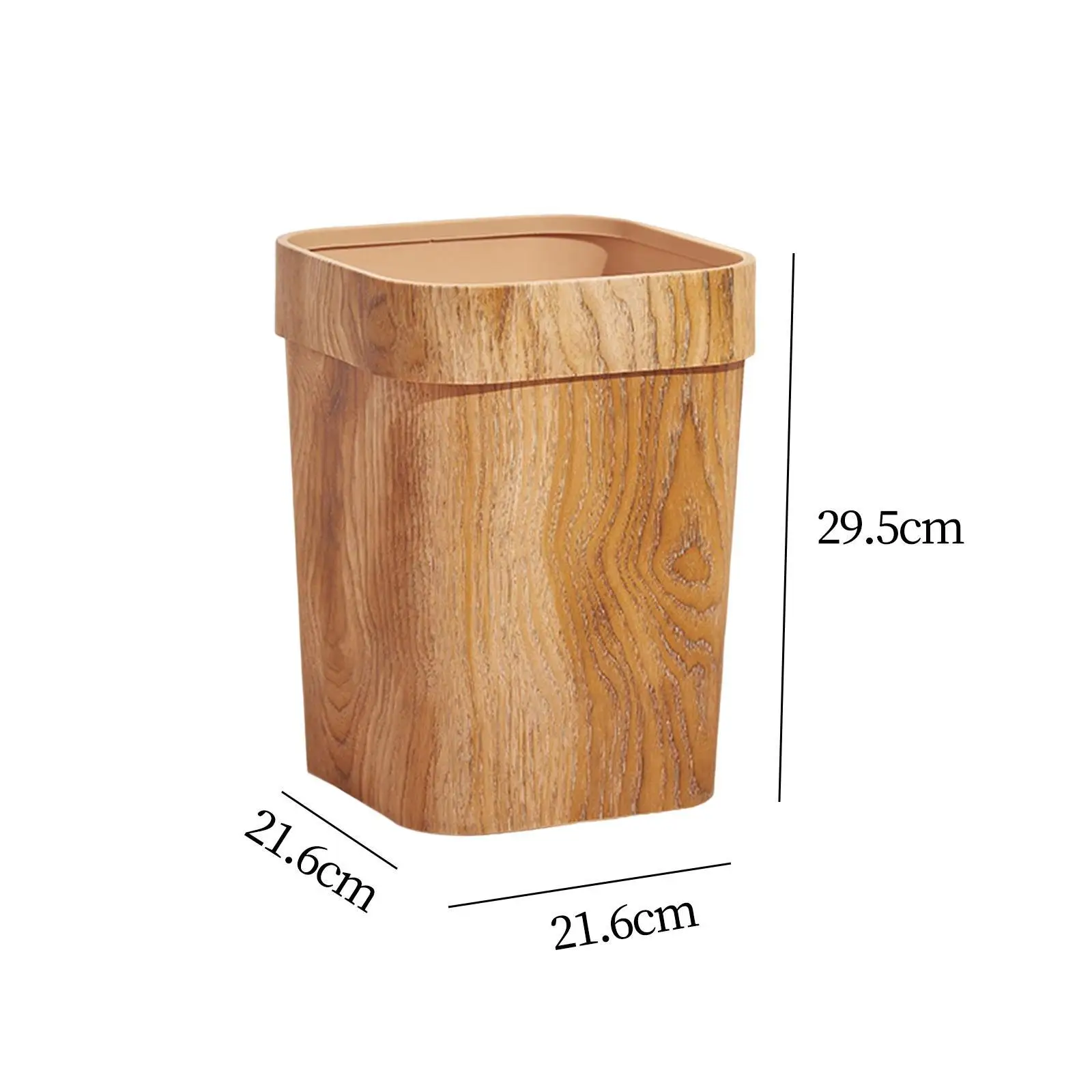 Wood Grain Trash Can Reusable Wastebasket for Living Room Farmhouse A