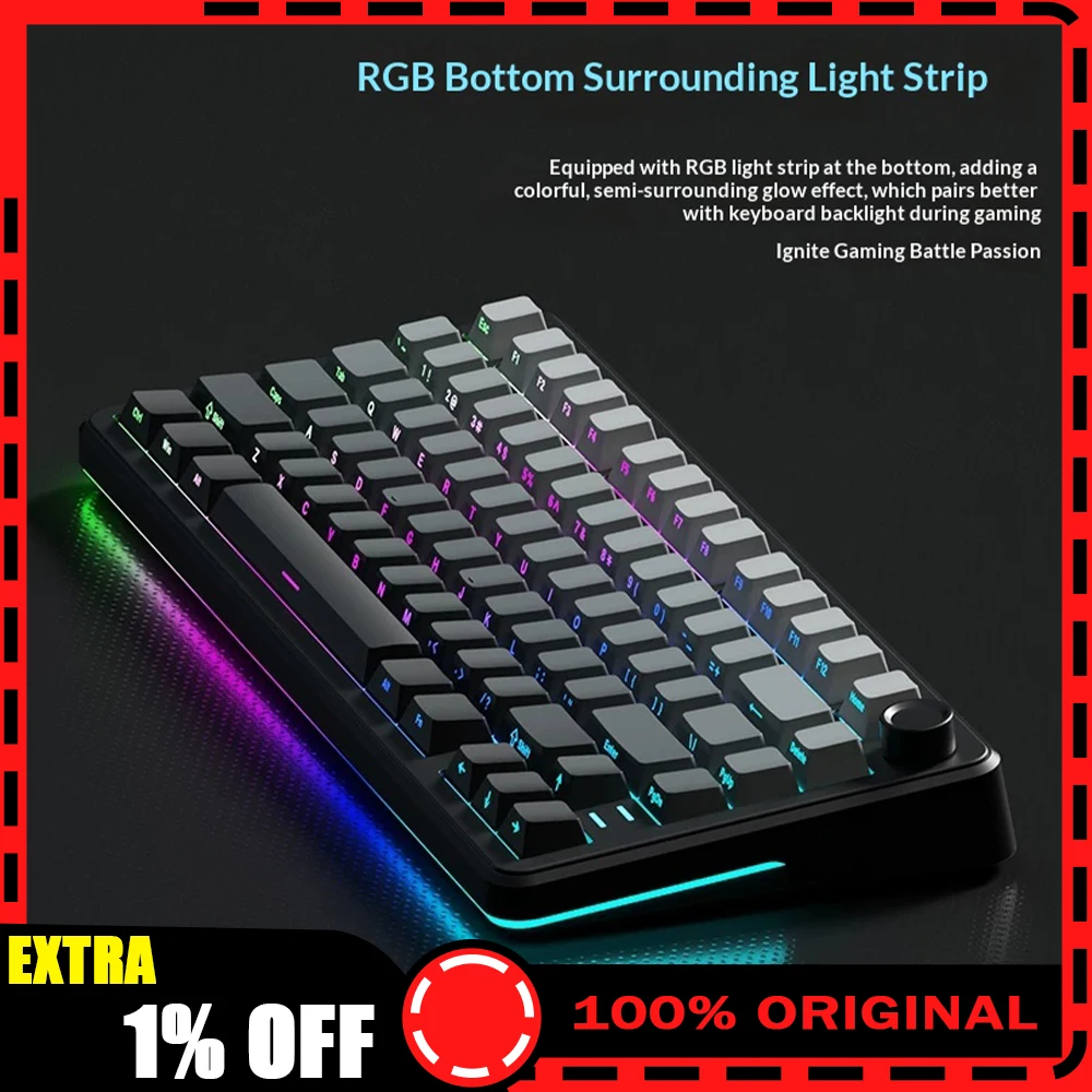 WEIKAV WK75 Wireless Keyboard GASKET Five-Layer Silencing Structure Gaming Keyboard Three-mode Connection Full Key Hot Plug Gift
