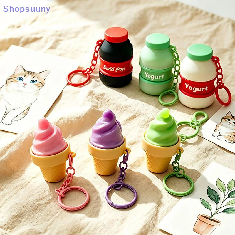 [SU]Mini Gourmet Keychain Decompression Toy Anxiety Relief Toy Fried Egg Burger Sushi Avocado Durian Pendant Bag Backpack Decor