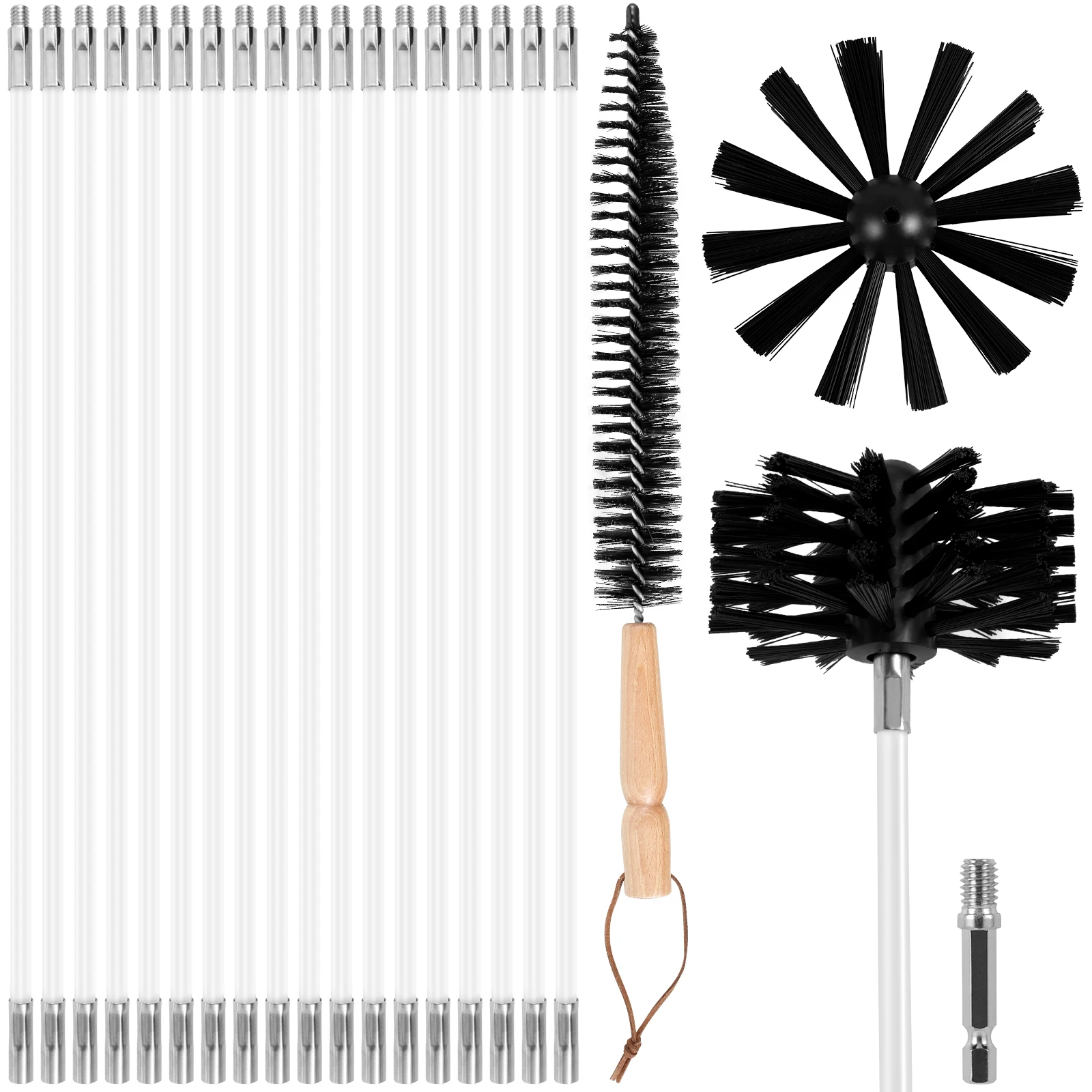 22Pcs Chimney Cleaning Brush Kit Premium Fireplace Chimney Sweep Kit High Hardness Dryer Vent Cleaning Brush Tool Set Drill