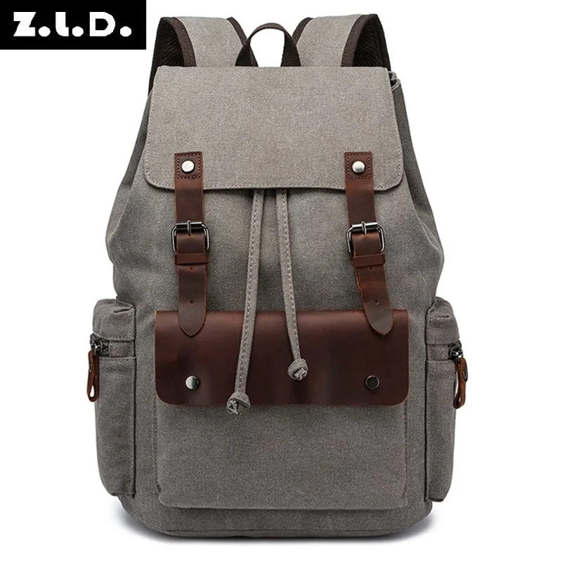 New Canvas Vintage Backpack Men Back Pack Teenage School Bag for Boys Students Mochila Viaje Travel Rucksack Drawstring Bagpack