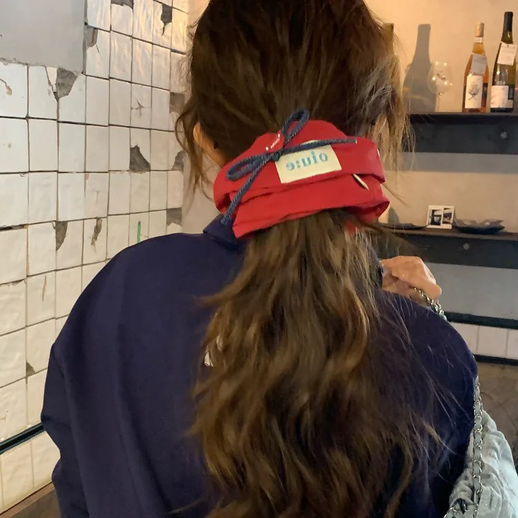 Korean Fashion Hair Scrunchie Tomato Red High Quality Fabric Comfortable Ponytail Holder Casual Lazy Elegant for Home Office