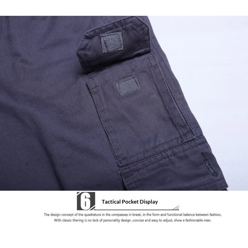 Men Straight Cargo Pants Multi Side Pockets Loose Fit Washed Cotton Twill Wear Resistant Trousers Work Hiking Outdoor view 6