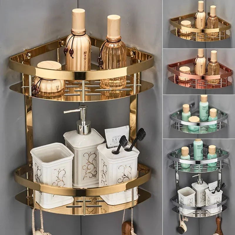 

Bathroom Shelf Rose Gold Corner Shelf Shampoo Brass Shower Rack Bath Shower Shelf Chrome Bathroom Storage Organizer Rack