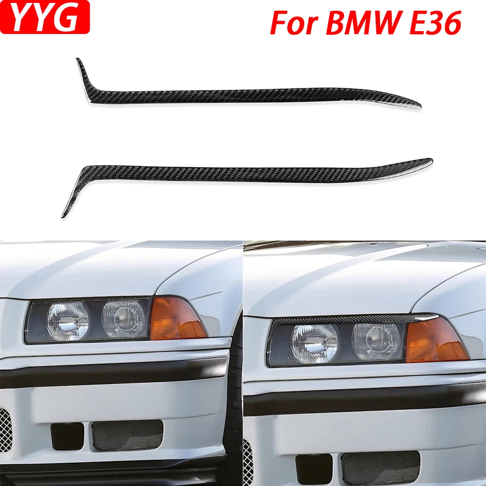 

For BMW E36 1992-1998 Carbon Fiber Front Headlight Eyelid Eyebrow Cover Trim Modification Car Accessories Styling Sticker