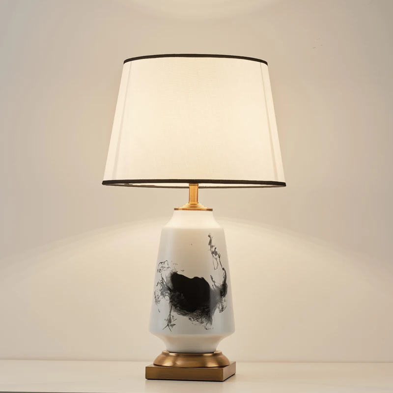 

Chinese style ink painting hand-painted desk lamp, advanced sense, new Chinese style bedroom, bedside living room, hotel zen