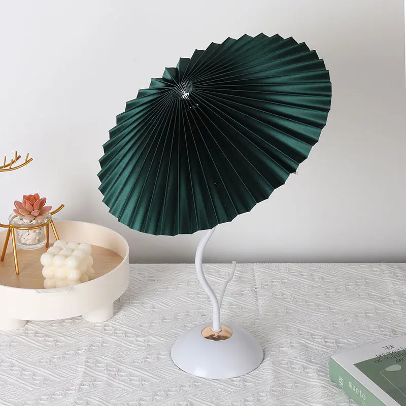 LED Adjustable Table Lamp 40cm Vintage Fabric Pleated Desk Lights for Bedroom Bedside Office Study Plug E27 Reading Dormitory