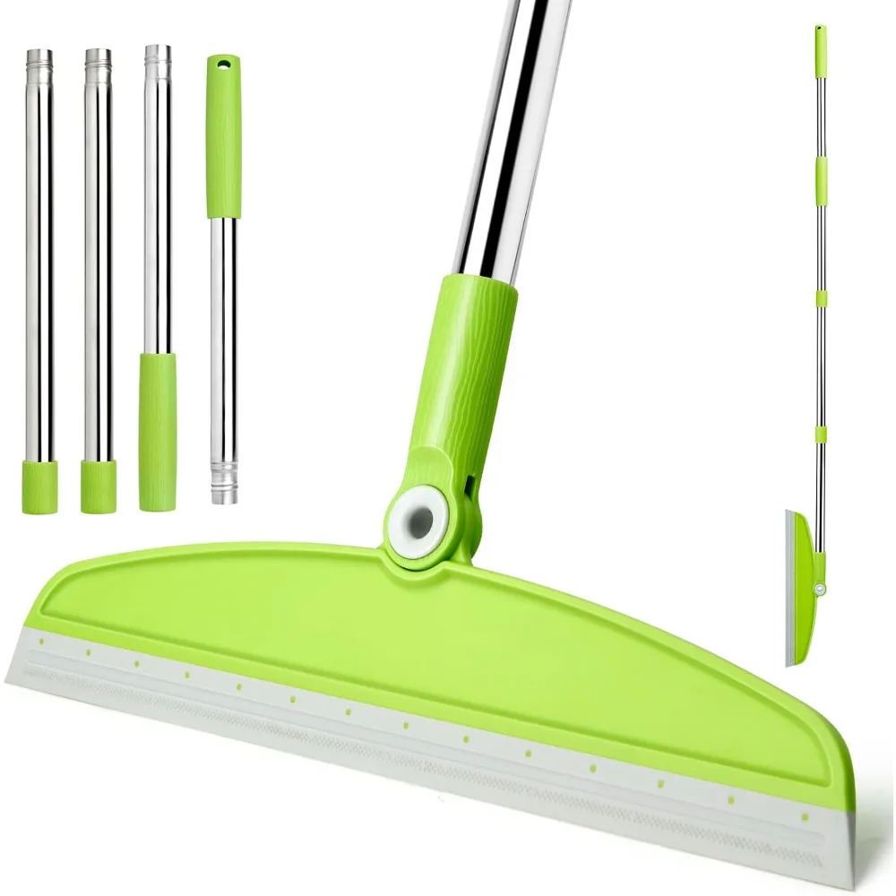 

Silicone Air Broom Multifunctional Sweeper with Adjustable Long Handle & Rubber Squeegee for Water Cleaning on Hardwood, Kitchen