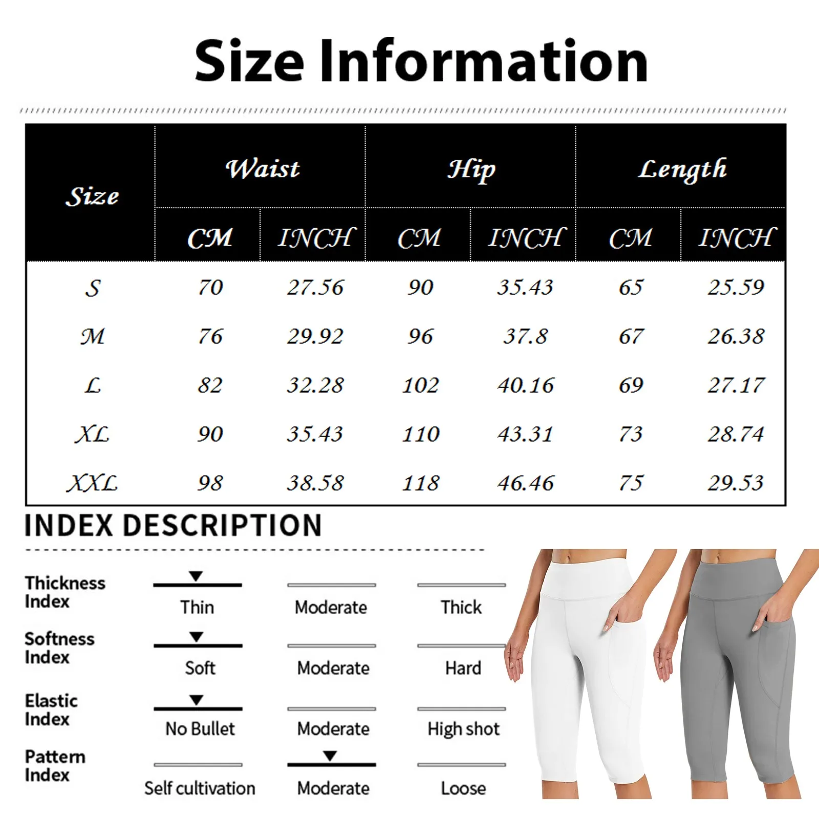 Summer Tight Yoga Pants Women\'S Elastic High Waisted 3/4 Long Pants Casual Solid Color Cropped Pants For Women Pockets