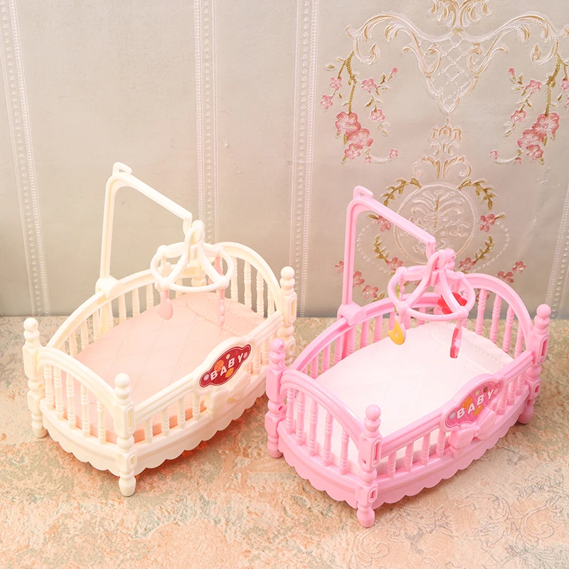 1/12 ตุ๊กตาจําลอง Mini Crib เตียงเด็กรุ่นตุ๊กตาเฟอร์นิเจอร์ห้องนอนตกแต่งตุ๊กตาอุปกรณ์เสริม House