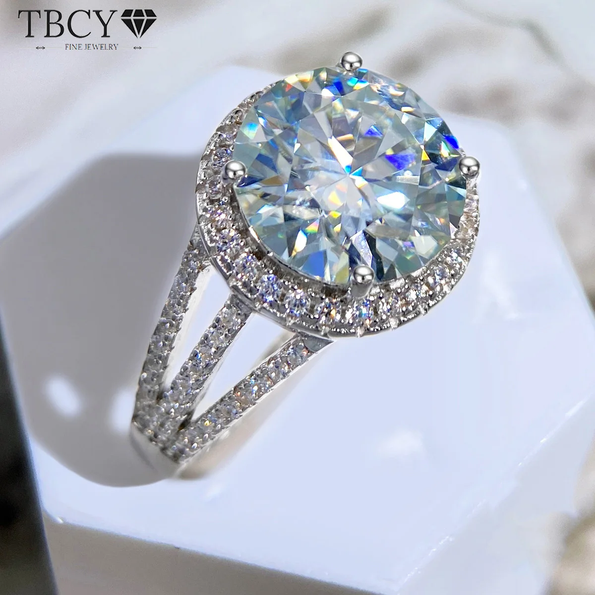 

TBCYD 5CT D цвет настоящее кольцо с муассанитом обручальное кольцо женские свадебные украшения с GRA 100% серебро s925