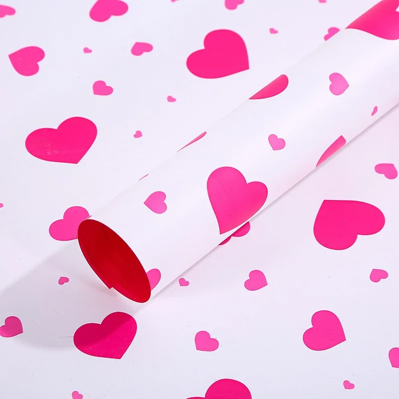 

Heart Pattern Flower Bouquet Wrapping PaperWaterproof 58x58cm Elegant Paper for Florist Bouquet Gift DIY Packaging Supplies