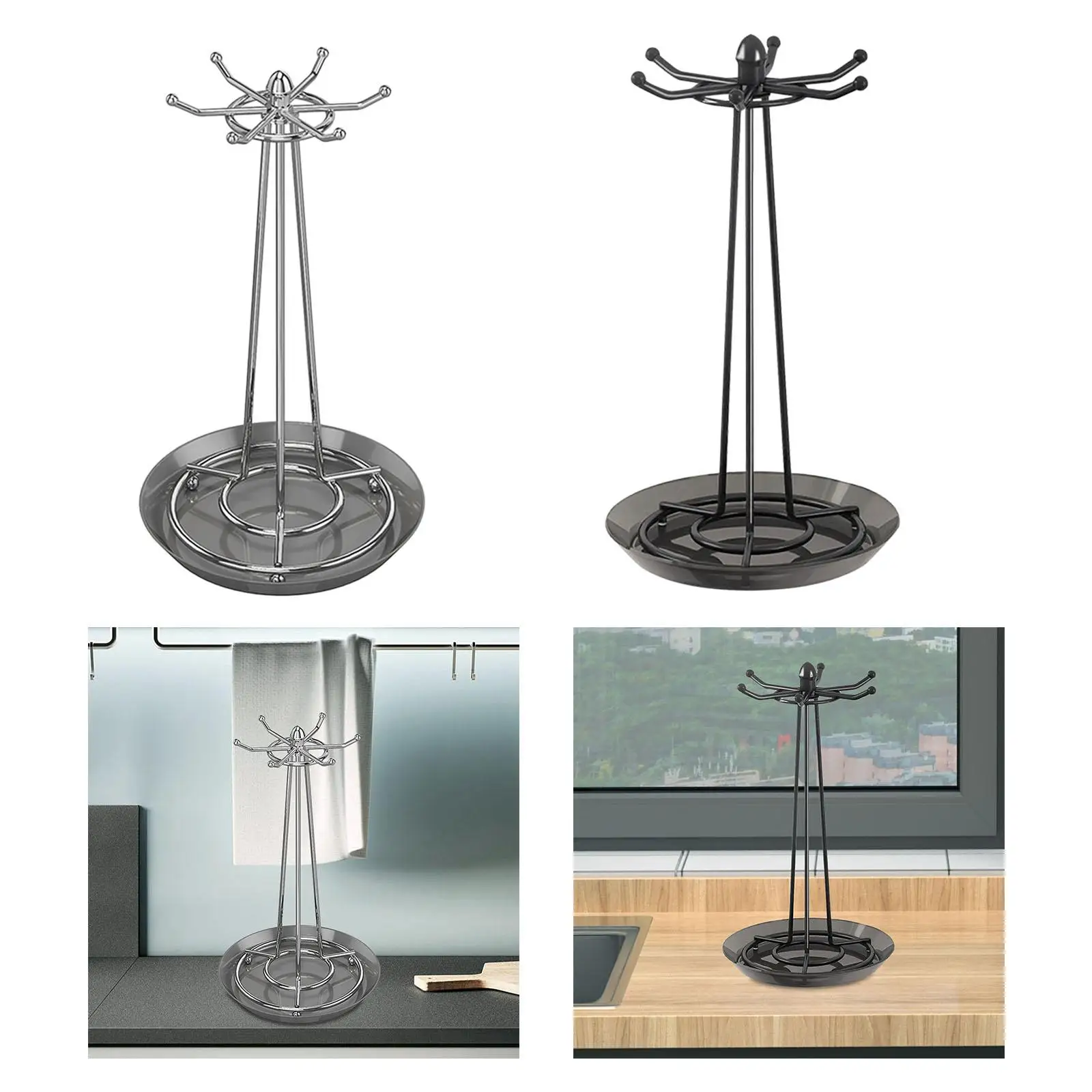 Rotating Utensil Rack Spatulas Spoon Soup Ladle Holder 6 Rotating Hooks Tool Cooking Utensils Holder Hanging Organizer Skimmer