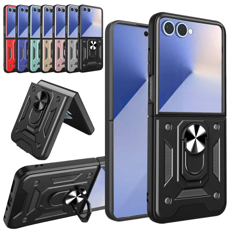 

Armor Kickstand Case For Samsung Galaxy Z Flip 7 Z Flip7 FE 5G Protective Cover With Ring Magnetic Holder Coque Fundas Capa