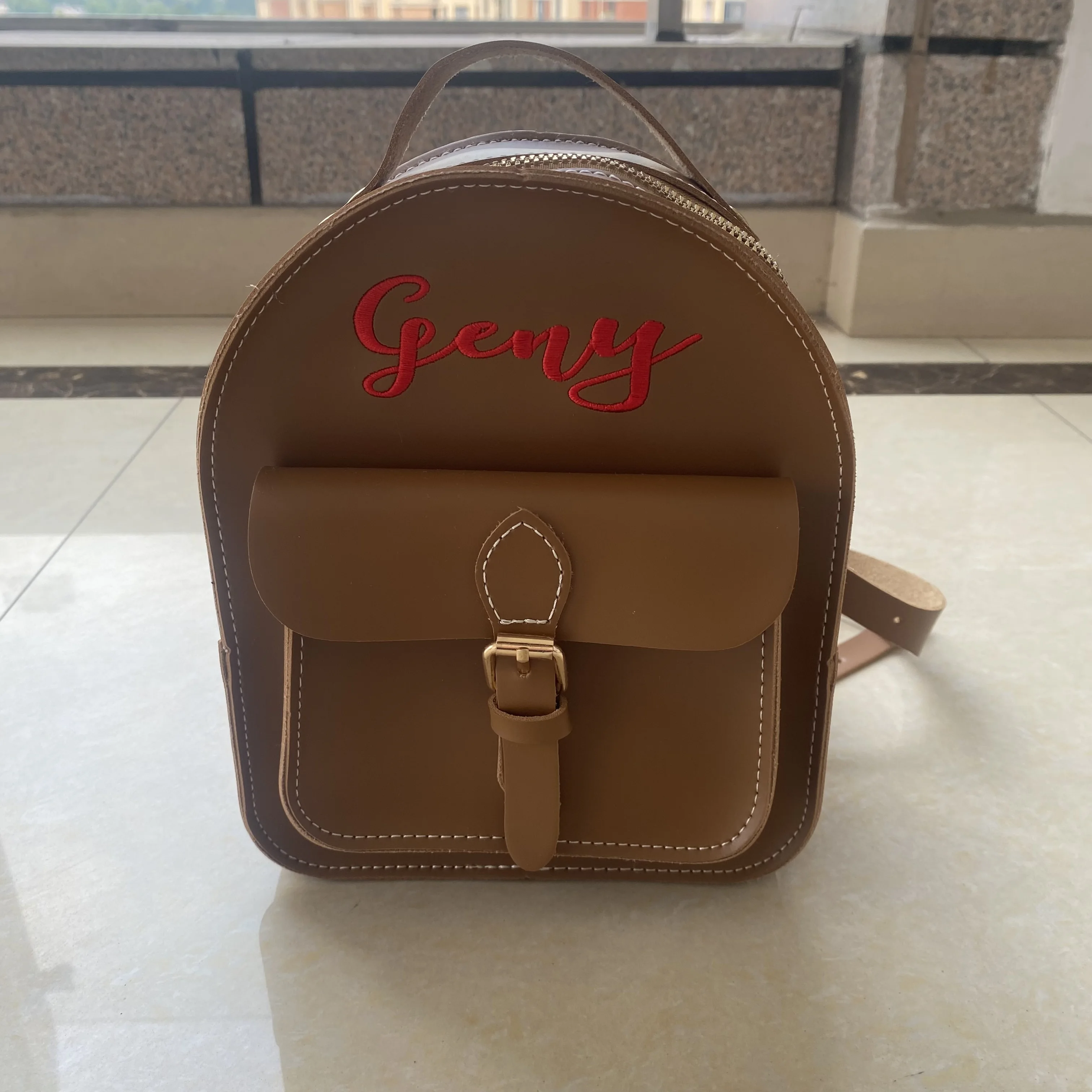 

New Children's Bag Fashion PU Backpack Personalized Name Trendy Solid Color Boys and Girls Backpack Retro Mini Bag