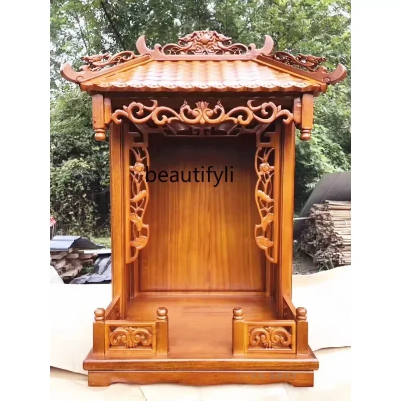 01 خشب متين بوذا ضريح سلف ترخيص منزل إله الثروة بوذا ضريح مذبح خزانة حائط الحائط #1