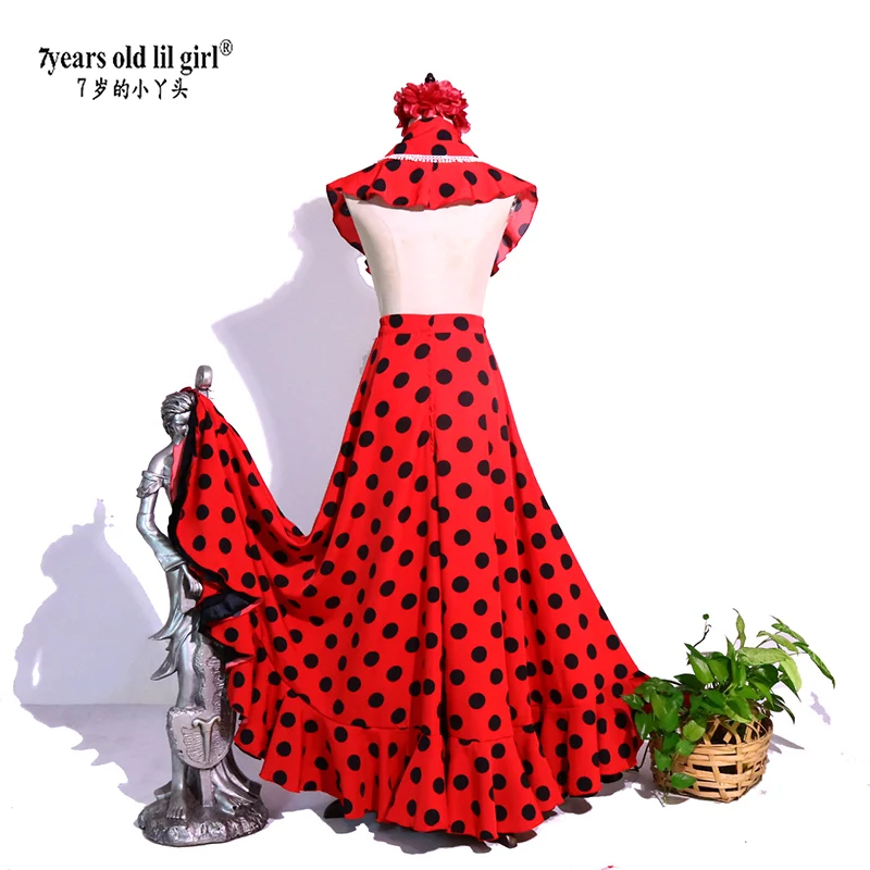 Flamenco spagnolo Sciarpa + Gonna Abito Costume Performor Abito Donna Ragazza Gyspy Sala da ballo Festival Performance Abbigliamento da ballo AA010