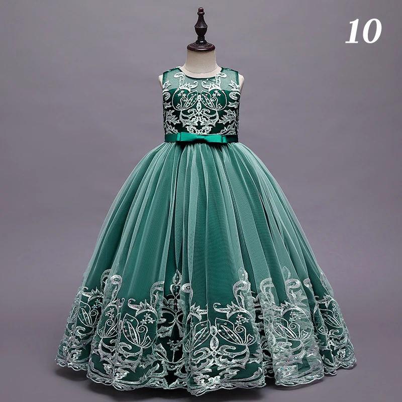 Eleganckie, długie sukienki księżniczki dla dzieci, suknie balowe na wesele, koronkowe, puszyste sukienki z tiulu, sukienki na występy dla dziewczynek, na urodziny, konkursy piękności.