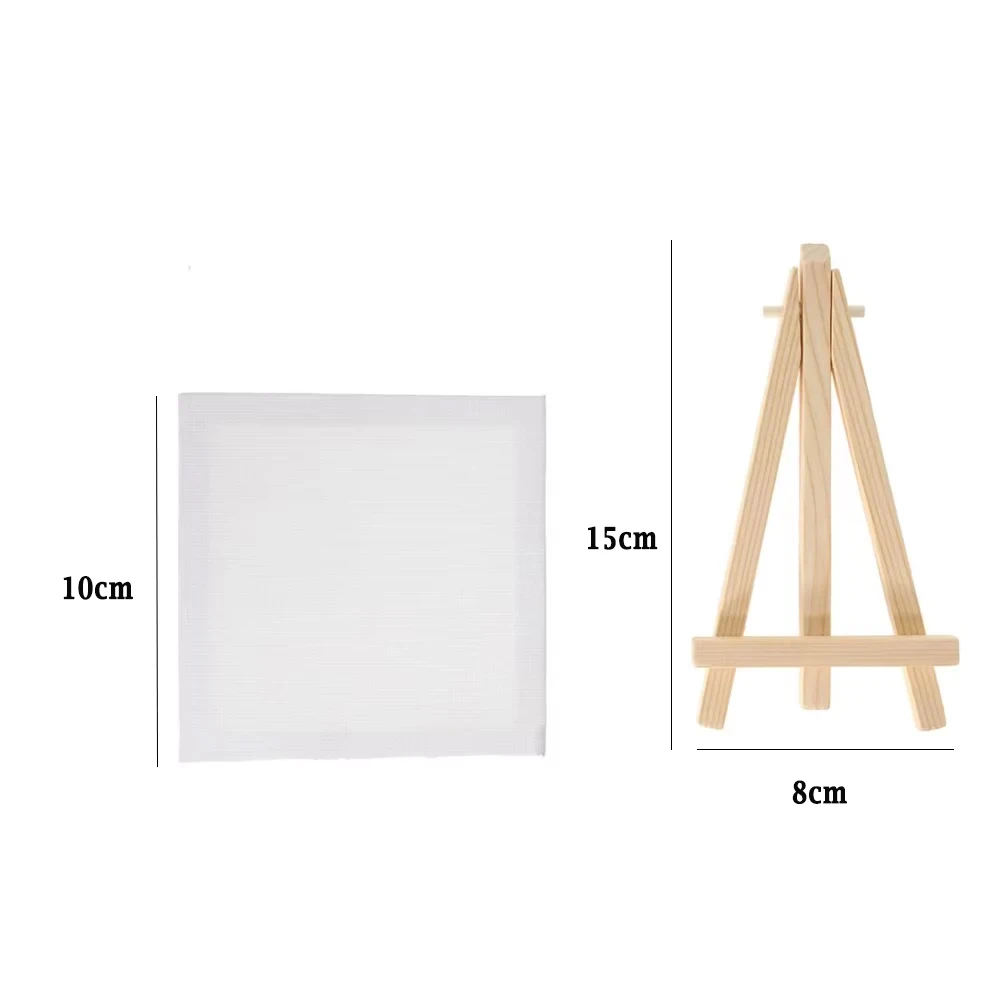 10/12pcs Mini Canvas and Easel Set, Small Art Easel Stand with Canvas Kids Painting Craft DIY Drawing Table Easel Oil Painting view 6