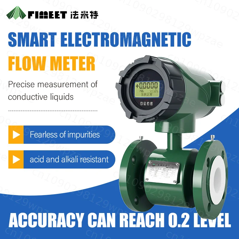 Stainless Steel Electromagnetic Flowmeter for Water Oil Liquid Media 0.5% Flow Rate Accuracy RS485 Communication Flange
