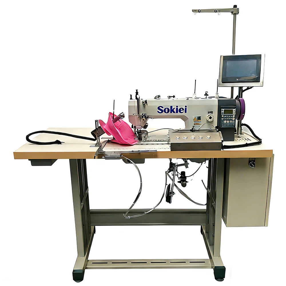 Industrial Programmable Automatic Flat-Bed Chain Stitch Brim Hat Sewing Machine For Basin And Fisherman Hats